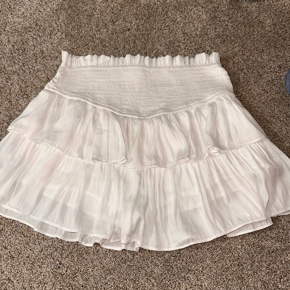 Eesome Cream Ruffled Mini Skirt